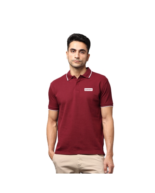 Greys & Blues Pima Collar T-Shirt Wine With White Tipping